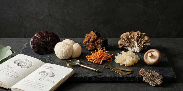 Champignons adaptogènes : reishi, lion’s mane, chaga, cordyceps, maitake et tremella