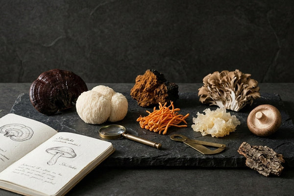 Champignons adaptogènes : reishi, lion’s mane, chaga, cordyceps, maitake et tremella