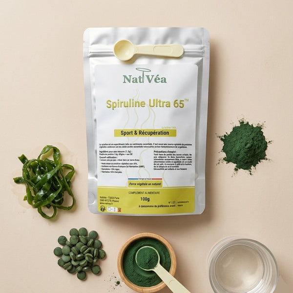 Spiruline Ultra 65™ – Spiruline en poudre 65% protéines – Sport & Récupération – 100 g