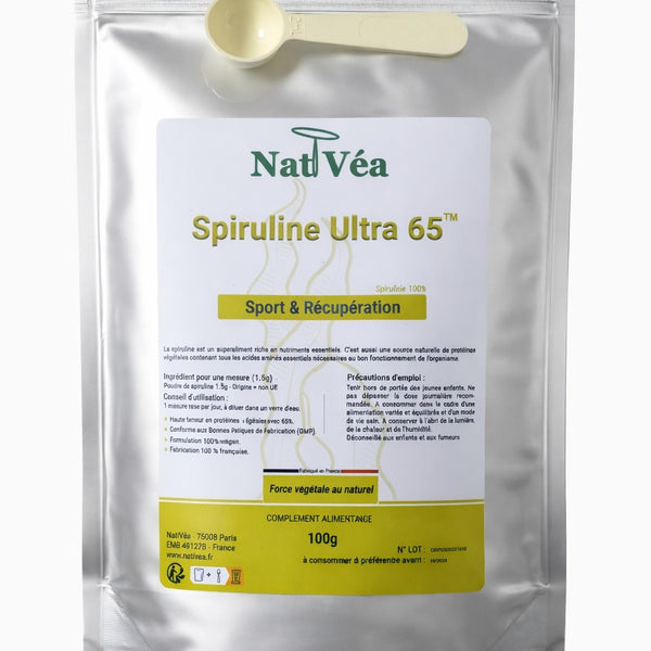 Spiruline Ultra 65™ – Spiruline en poudre 65% protéines – Sport & Récupération – 100 g